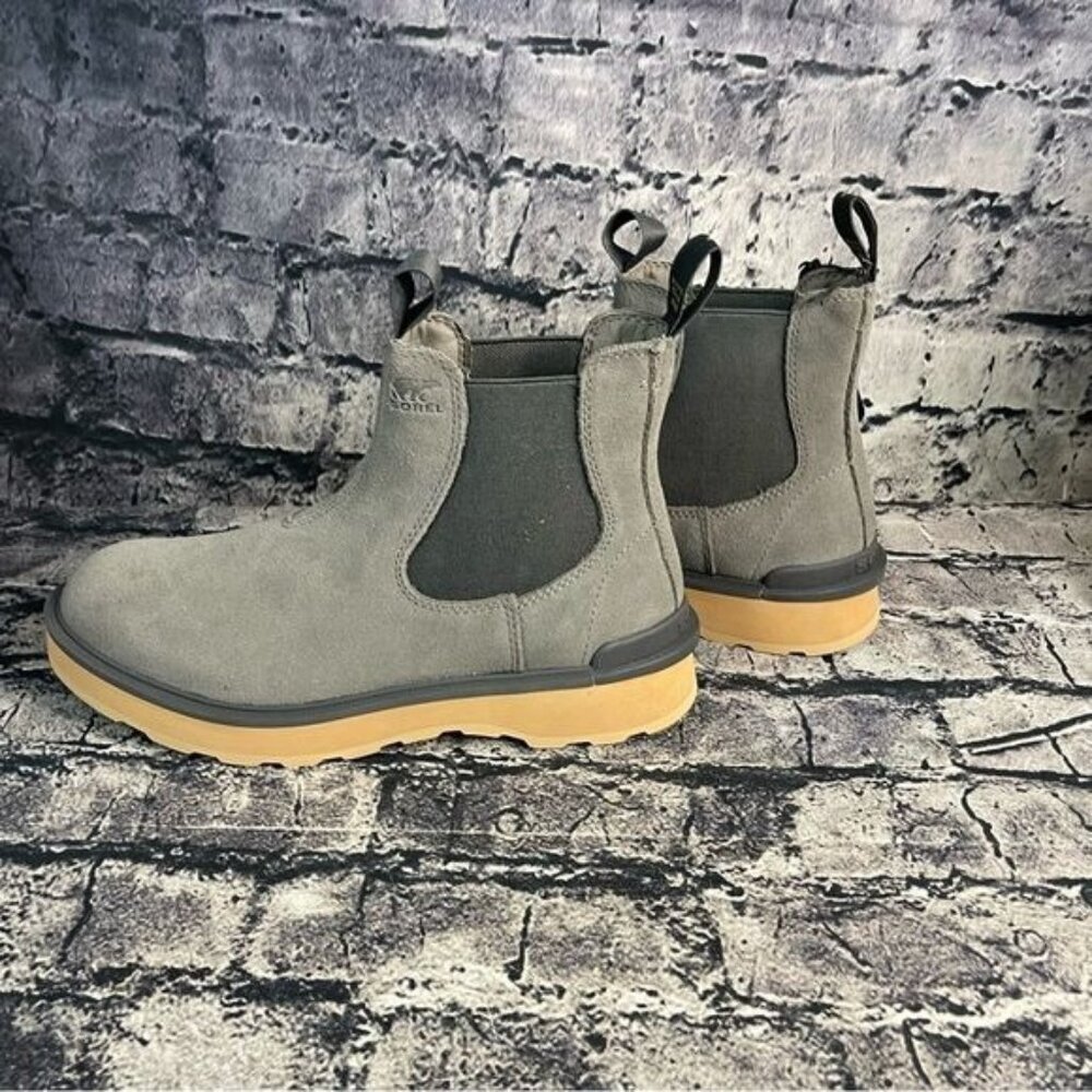 SOREL 10 Womens Gray Goring Hi-line Round Toe Block Heel Leather Chelsea 10